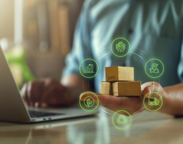 Green,Logistics,Or,Sustainable,Global,Transport.,Sustainable,Logistics,Businessman,Holding